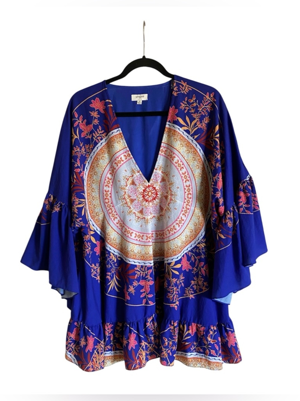 Women’s UMGEE Boho Dress Flowy Bell Sleeves Size M